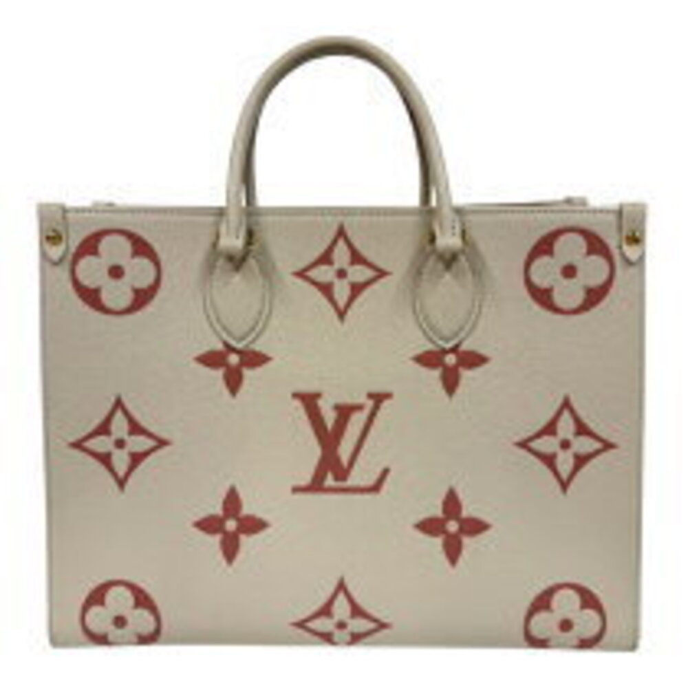 Louis Vuitton On the Go Beige Tan Two Tone Monogram Empreinte Tote Bag